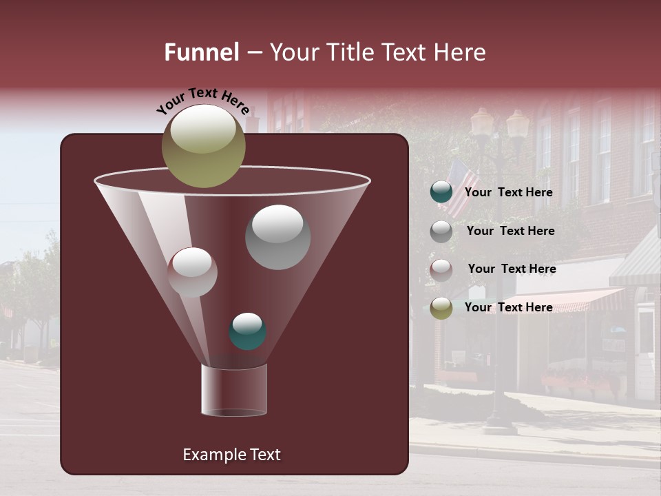A Main Street In A Typical Midwest Small Town, Complete With U.s. Flags. PowerPoint Template