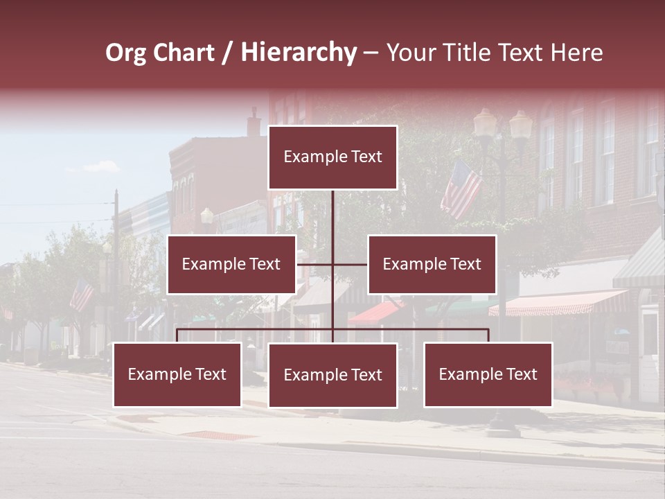 A Main Street In A Typical Midwest Small Town, Complete With U.s. Flags. PowerPoint Template