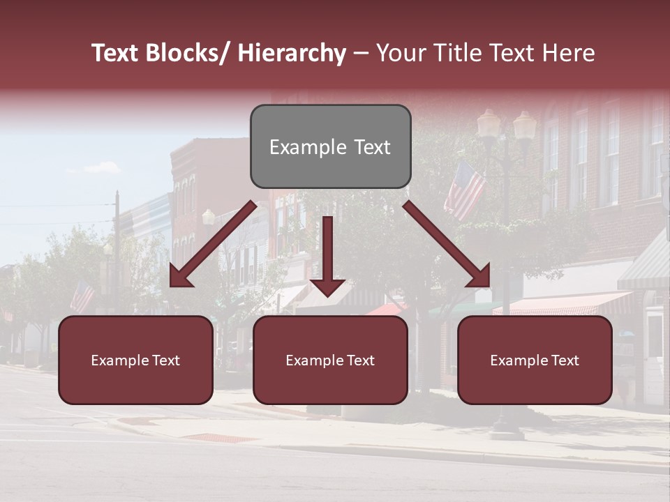 A Main Street In A Typical Midwest Small Town, Complete With U.s. Flags. PowerPoint Template