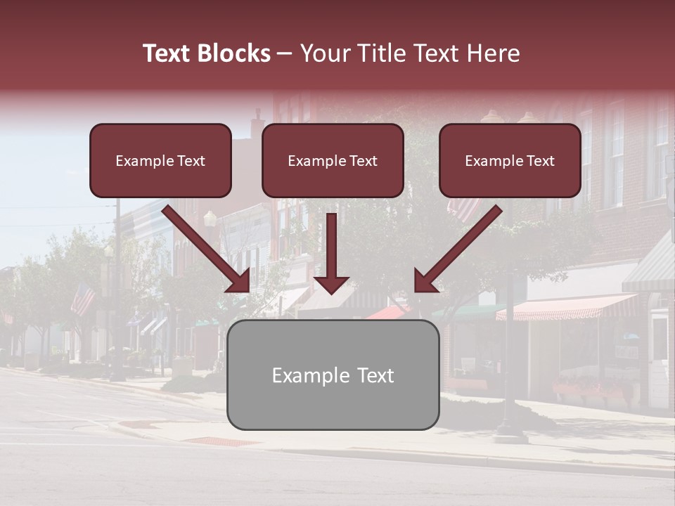 A Main Street In A Typical Midwest Small Town, Complete With U.s. Flags. PowerPoint Template