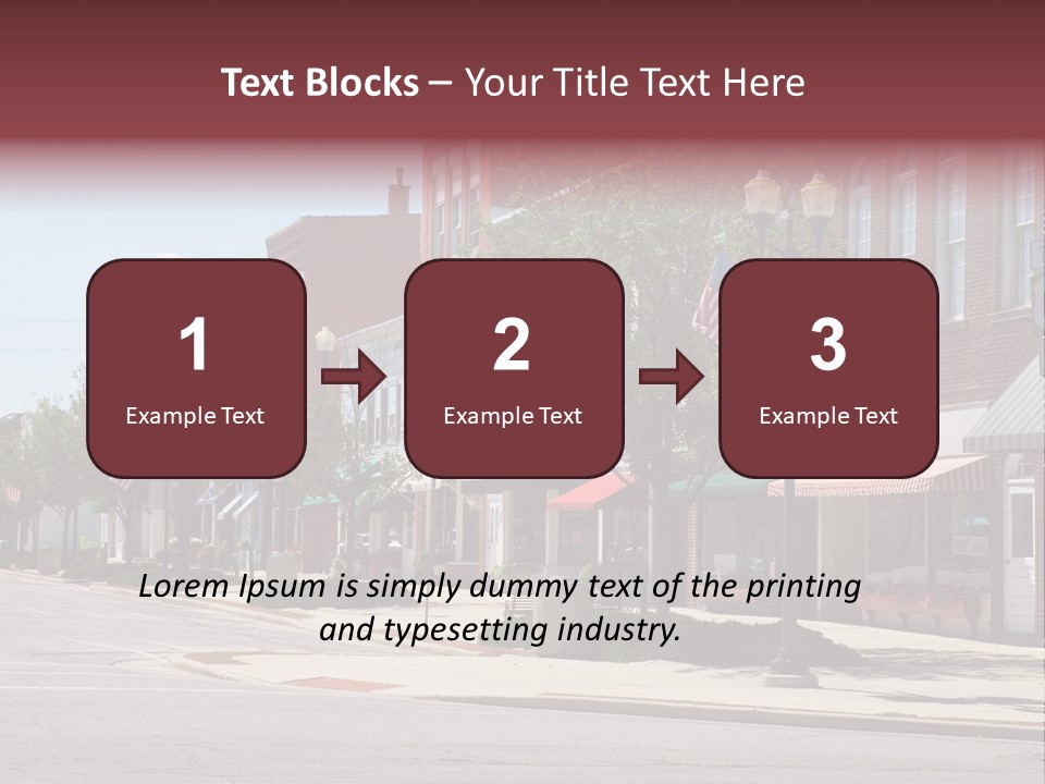 A Main Street In A Typical Midwest Small Town, Complete With U.s. Flags. PowerPoint Template
