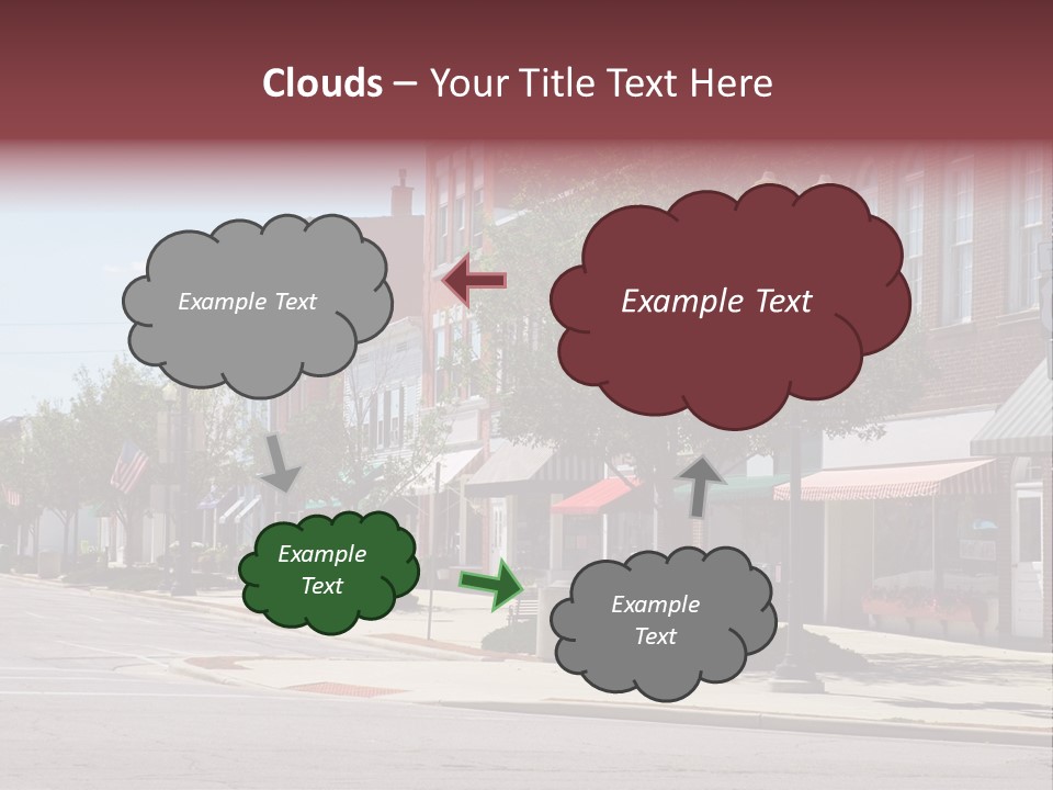 A Main Street In A Typical Midwest Small Town, Complete With U.s. Flags. PowerPoint Template