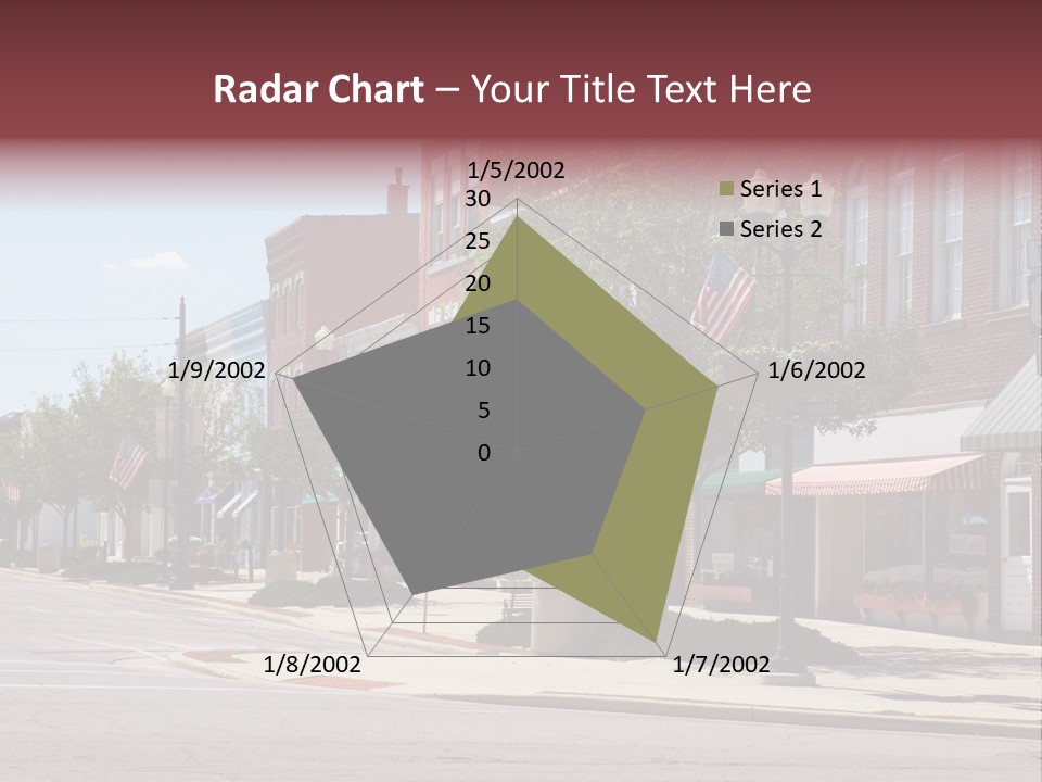 A Main Street In A Typical Midwest Small Town, Complete With U.s. Flags. PowerPoint Template