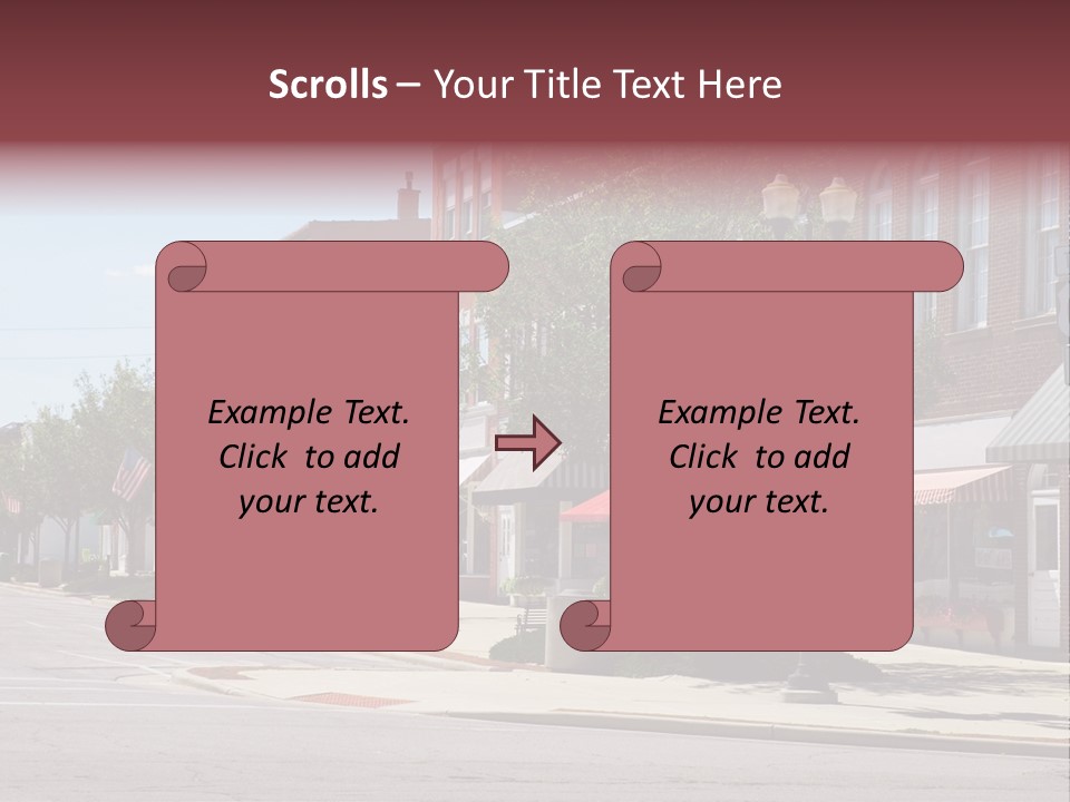 A Main Street In A Typical Midwest Small Town, Complete With U.s. Flags. PowerPoint Template