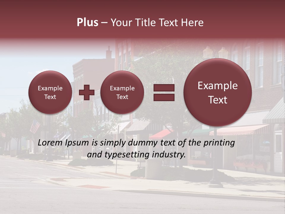 A Main Street In A Typical Midwest Small Town, Complete With U.s. Flags. PowerPoint Template