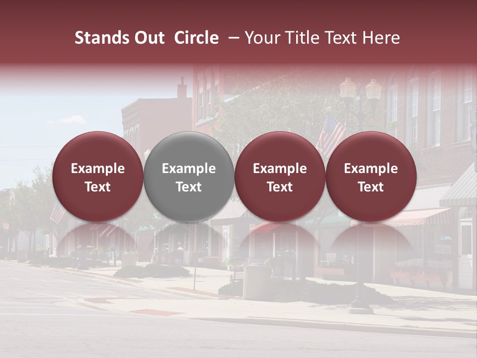 A Main Street In A Typical Midwest Small Town, Complete With U.s. Flags. PowerPoint Template