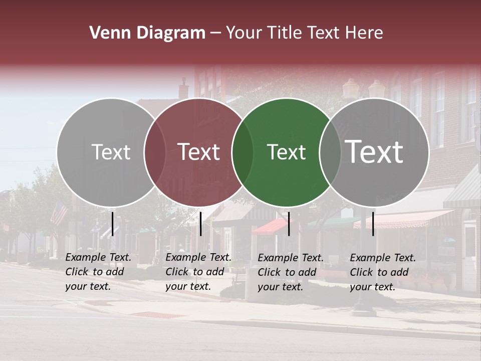 A Main Street In A Typical Midwest Small Town, Complete With U.s. Flags. PowerPoint Template