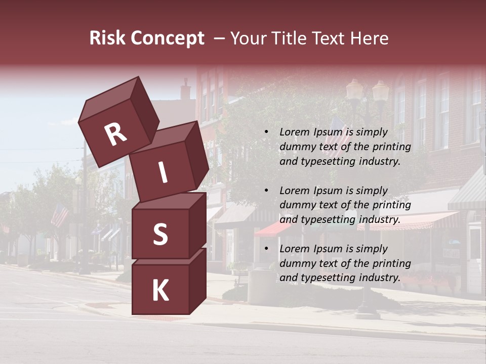 A Main Street In A Typical Midwest Small Town, Complete With U.s. Flags. PowerPoint Template