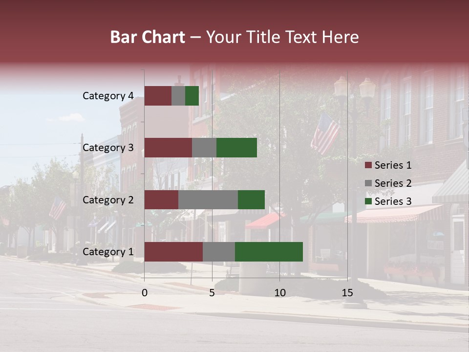 A Main Street In A Typical Midwest Small Town, Complete With U.s. Flags. PowerPoint Template