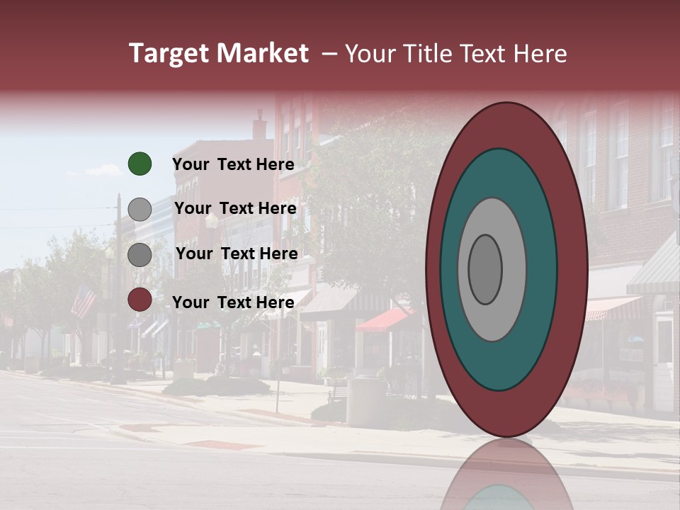 A Main Street In A Typical Midwest Small Town, Complete With U.s. Flags. PowerPoint Template