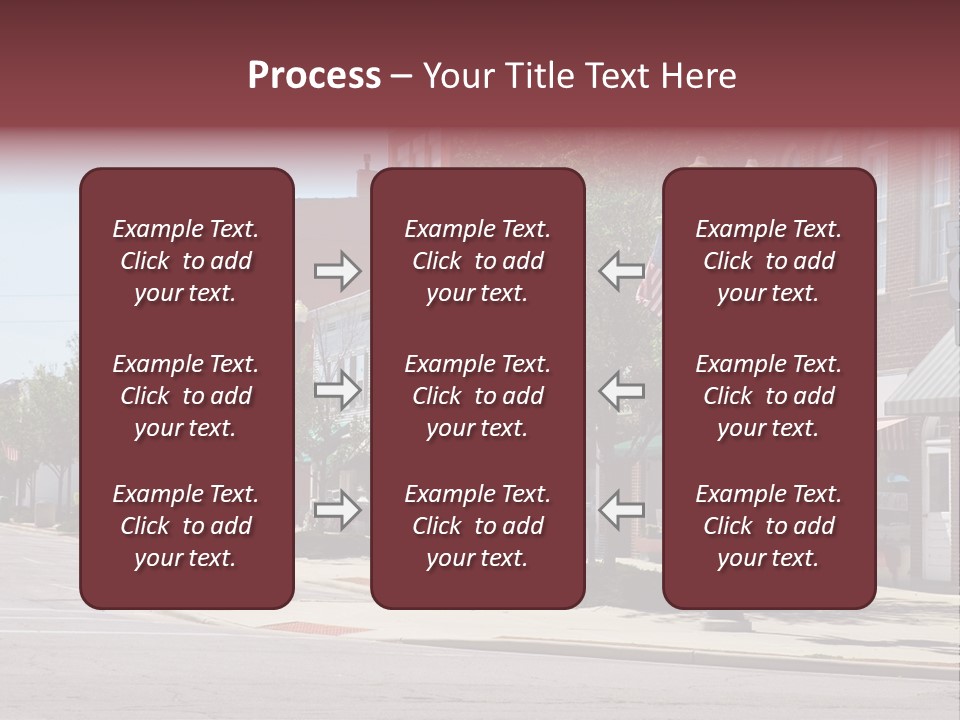 A Main Street In A Typical Midwest Small Town, Complete With U.s. Flags. PowerPoint Template