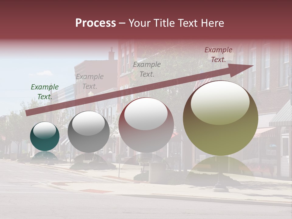 A Main Street In A Typical Midwest Small Town, Complete With U.s. Flags. PowerPoint Template