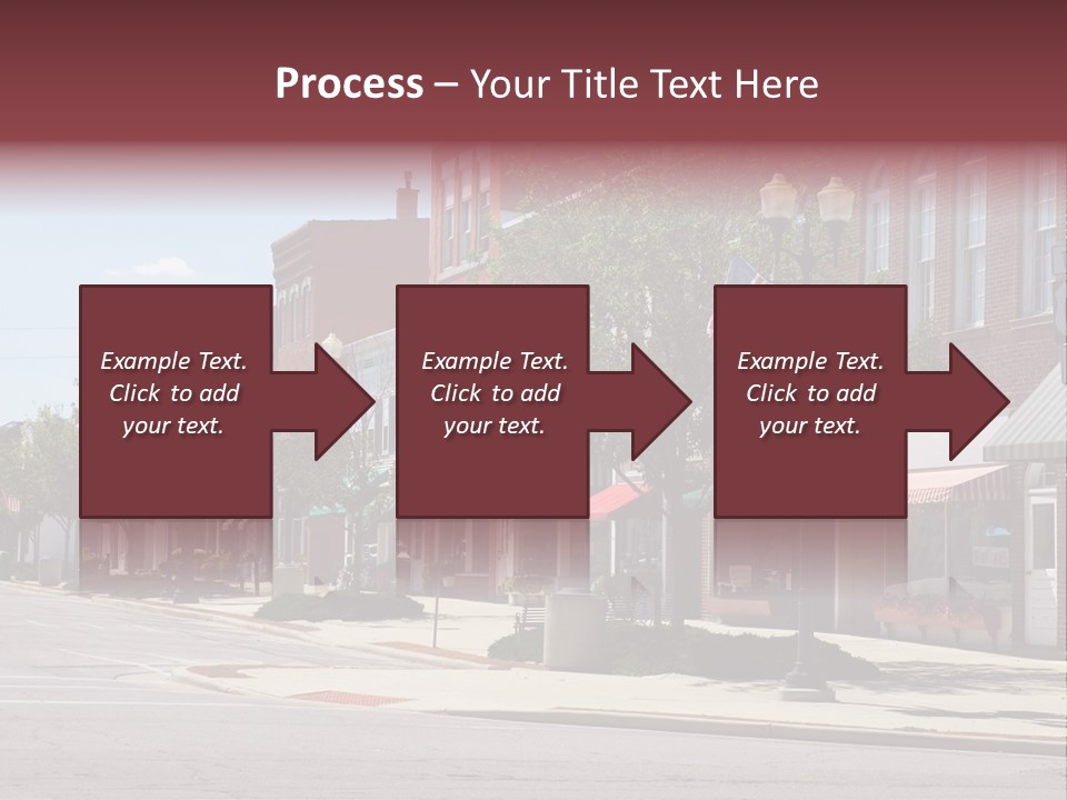 A Main Street In A Typical Midwest Small Town, Complete With U.s. Flags. PowerPoint Template