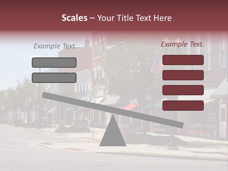 A Main Street In A Typical Midwest Small Town, Complete With U.s. Flags. PowerPoint Template