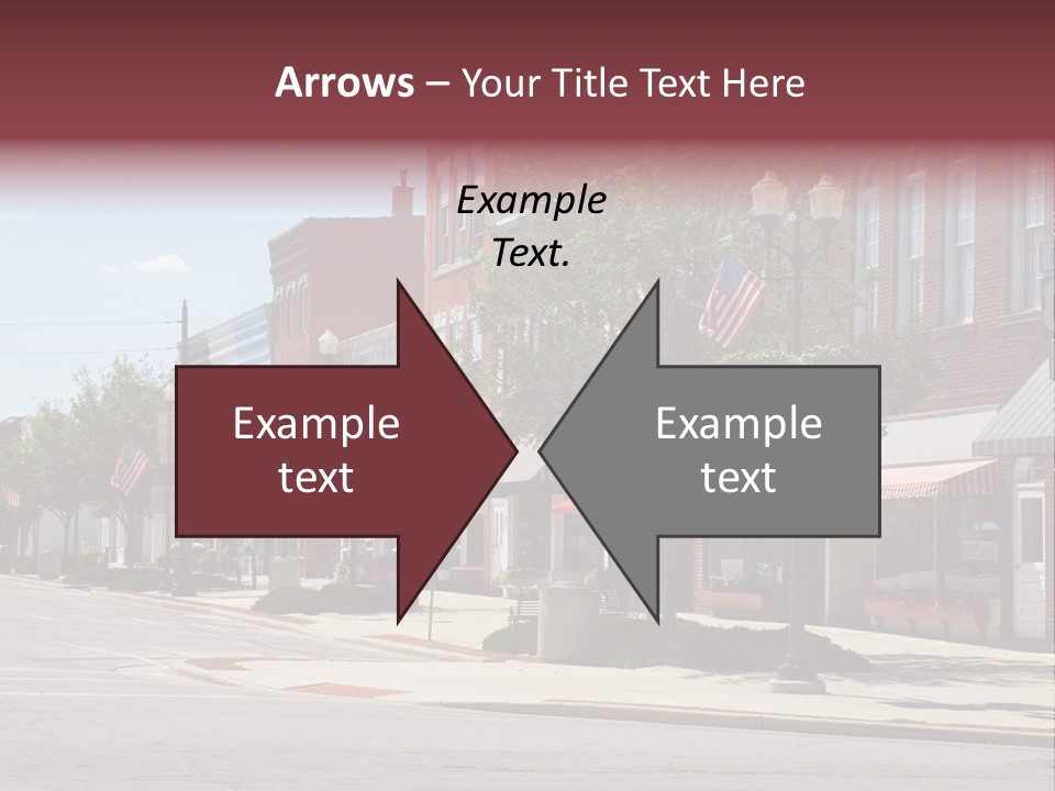 A Main Street In A Typical Midwest Small Town, Complete With U.s. Flags. PowerPoint Template