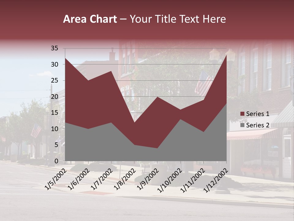 A Main Street In A Typical Midwest Small Town, Complete With U.s. Flags. PowerPoint Template