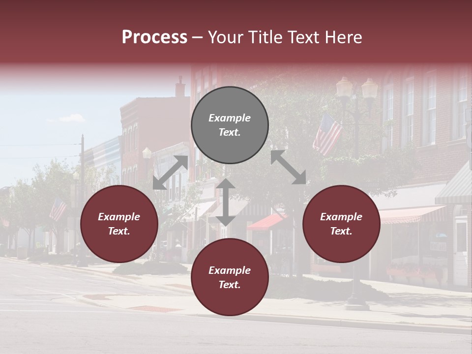 A Main Street In A Typical Midwest Small Town, Complete With U.s. Flags. PowerPoint Template