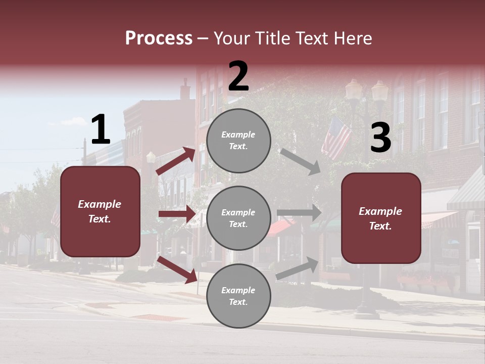 A Main Street In A Typical Midwest Small Town, Complete With U.s. Flags. PowerPoint Template