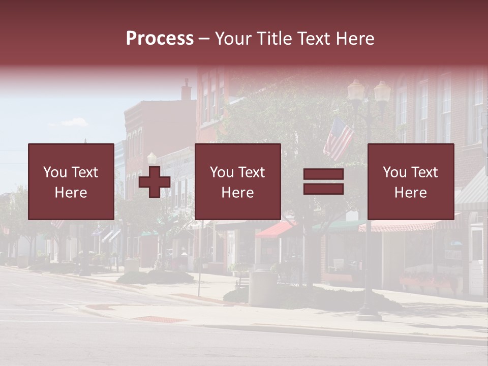 A Main Street In A Typical Midwest Small Town, Complete With U.s. Flags. PowerPoint Template