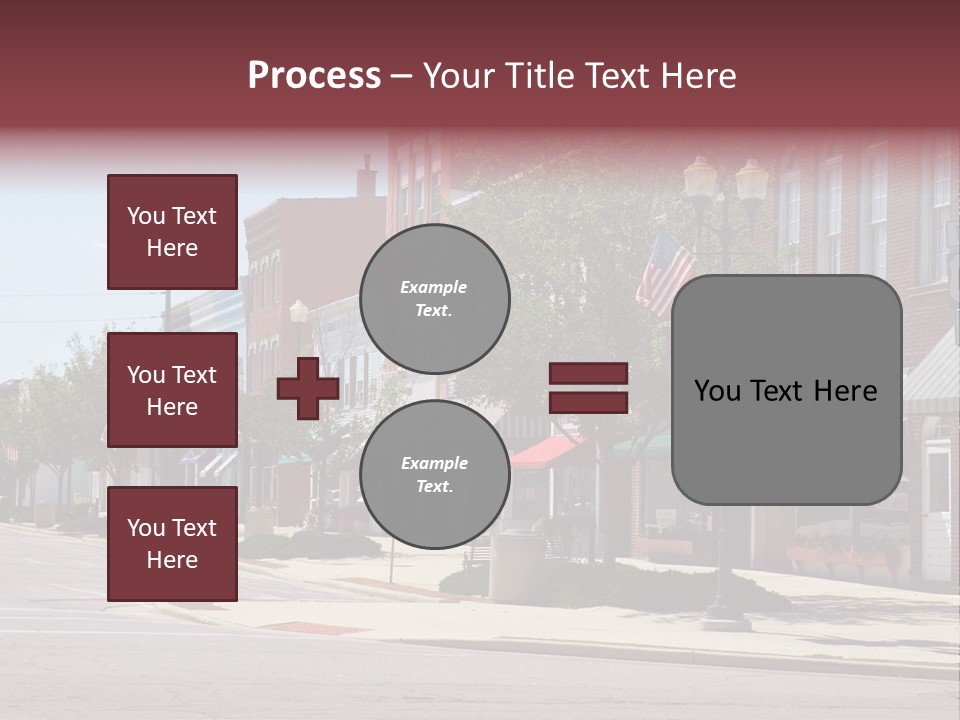 A Main Street In A Typical Midwest Small Town, Complete With U.s. Flags. PowerPoint Template