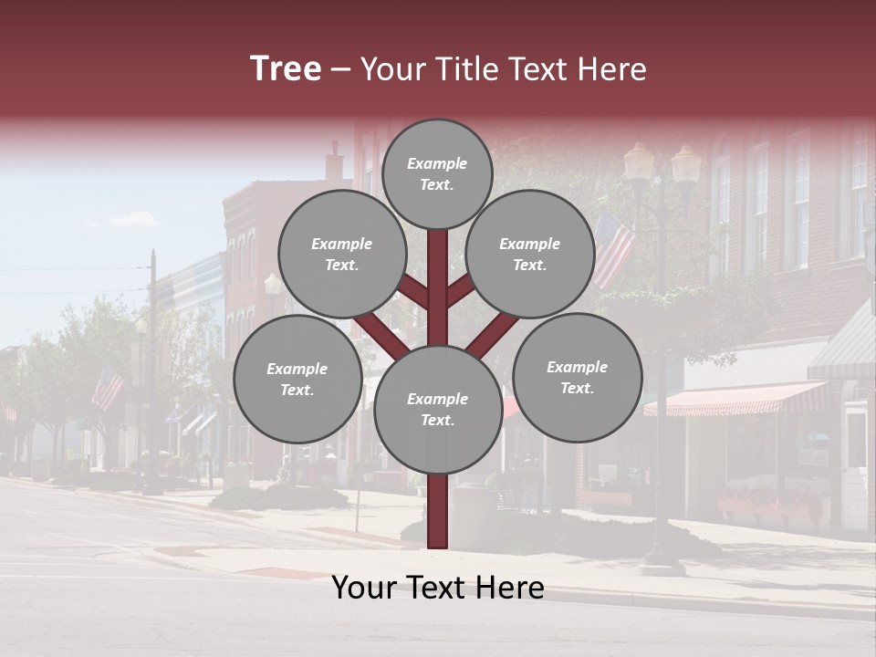 A Main Street In A Typical Midwest Small Town, Complete With U.s. Flags. PowerPoint Template
