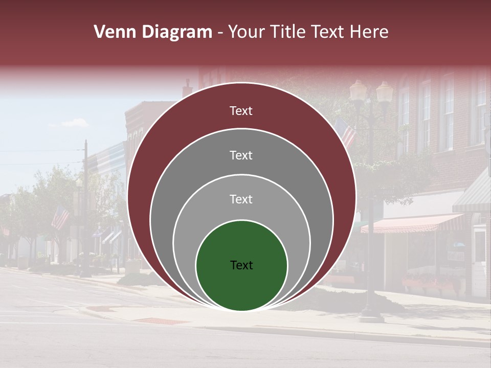 A Main Street In A Typical Midwest Small Town, Complete With U.s. Flags. PowerPoint Template
