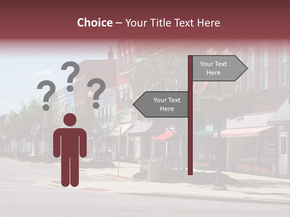 A Main Street In A Typical Midwest Small Town, Complete With U.s. Flags. PowerPoint Template