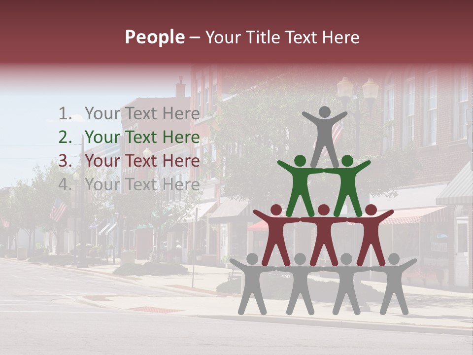 A Main Street In A Typical Midwest Small Town, Complete With U.s. Flags. PowerPoint Template