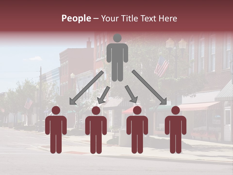 A Main Street In A Typical Midwest Small Town, Complete With U.s. Flags. PowerPoint Template