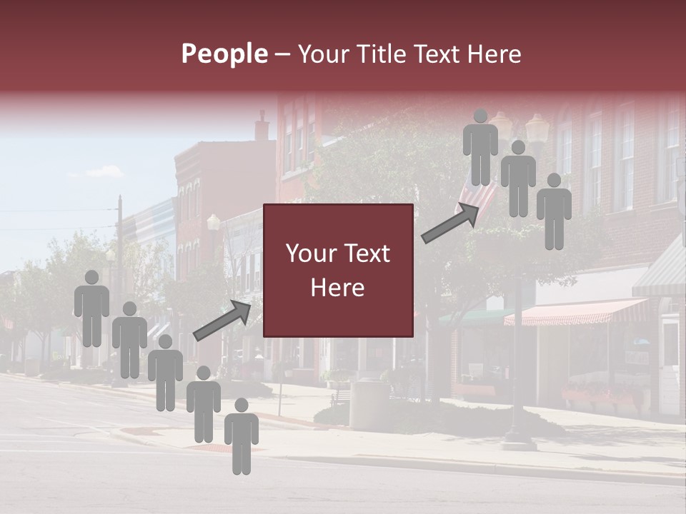 A Main Street In A Typical Midwest Small Town, Complete With U.s. Flags. PowerPoint Template