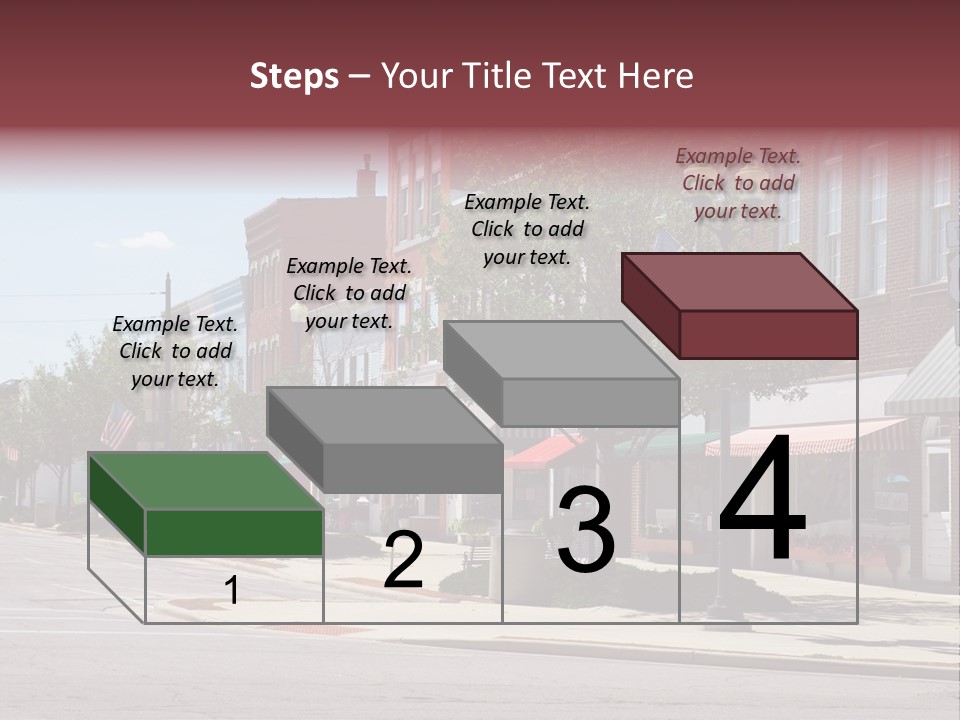 A Main Street In A Typical Midwest Small Town, Complete With U.s. Flags. PowerPoint Template