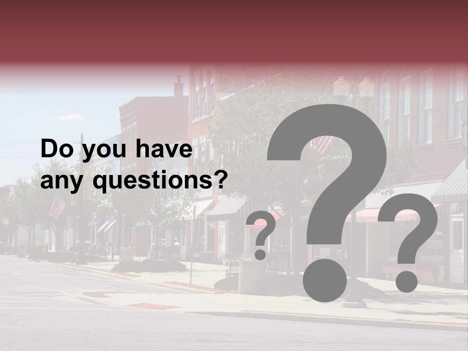 A Main Street In A Typical Midwest Small Town, Complete With U.s. Flags. PowerPoint Template