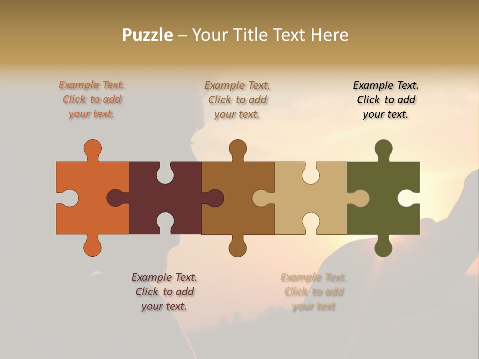 A Woman Holding A Cell Phone In Front Of A Sunset PowerPoint Template