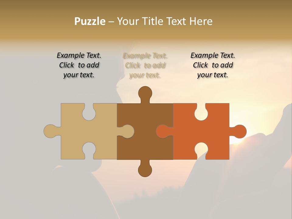 A Woman Holding A Cell Phone In Front Of A Sunset PowerPoint Template