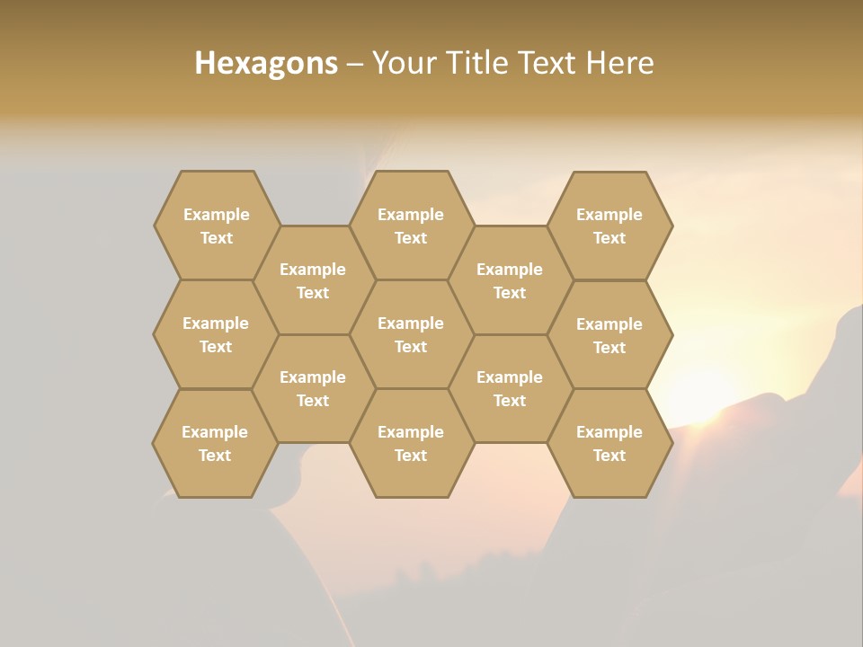 A Woman Holding A Cell Phone In Front Of A Sunset PowerPoint Template