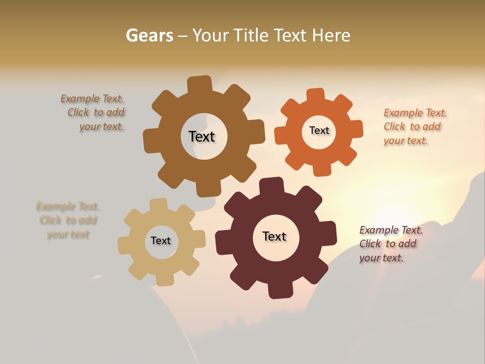 A Woman Holding A Cell Phone In Front Of A Sunset PowerPoint Template