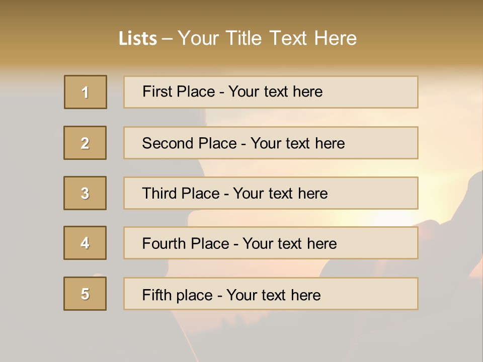 A Woman Holding A Cell Phone In Front Of A Sunset PowerPoint Template