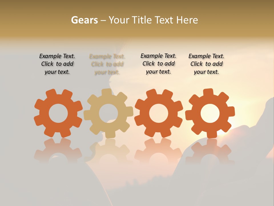 A Woman Holding A Cell Phone In Front Of A Sunset PowerPoint Template