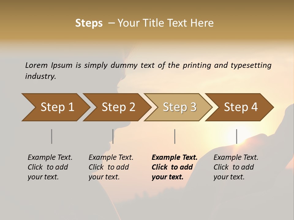 A Woman Holding A Cell Phone In Front Of A Sunset PowerPoint Template