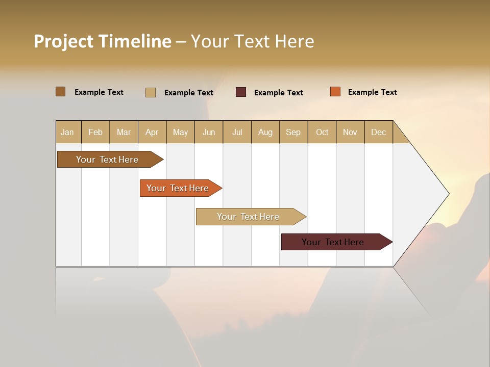 A Woman Holding A Cell Phone In Front Of A Sunset PowerPoint Template