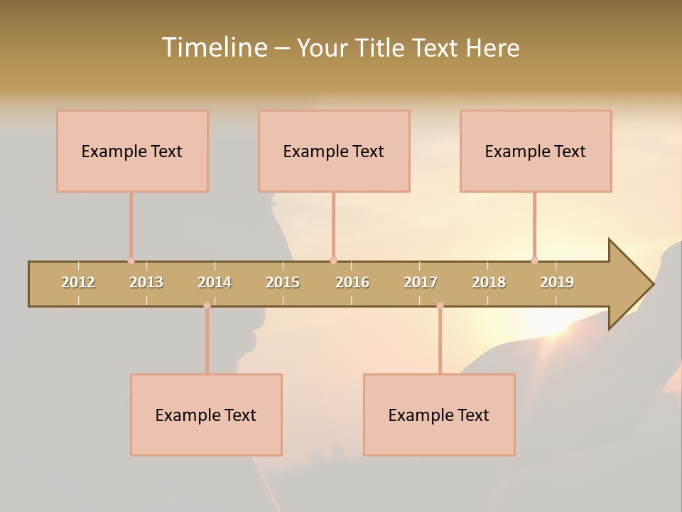 A Woman Holding A Cell Phone In Front Of A Sunset PowerPoint Template