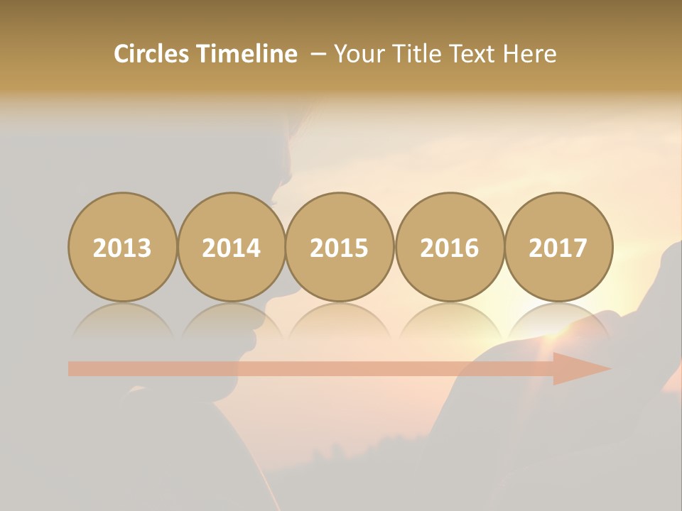 A Woman Holding A Cell Phone In Front Of A Sunset PowerPoint Template