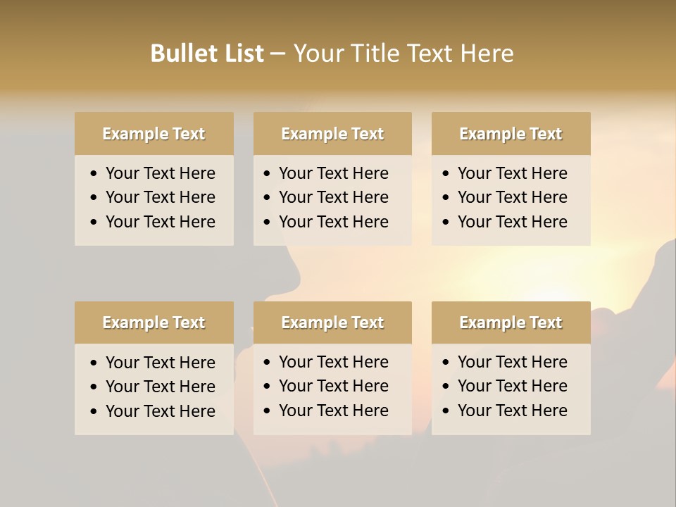 A Woman Holding A Cell Phone In Front Of A Sunset PowerPoint Template