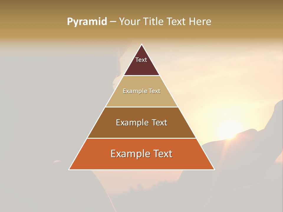 A Woman Holding A Cell Phone In Front Of A Sunset PowerPoint Template