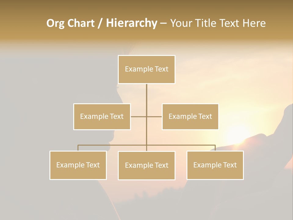 A Woman Holding A Cell Phone In Front Of A Sunset PowerPoint Template