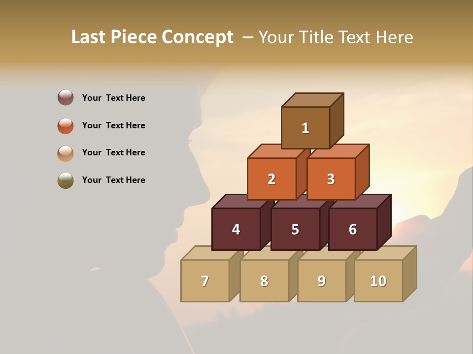 A Woman Holding A Cell Phone In Front Of A Sunset PowerPoint Template