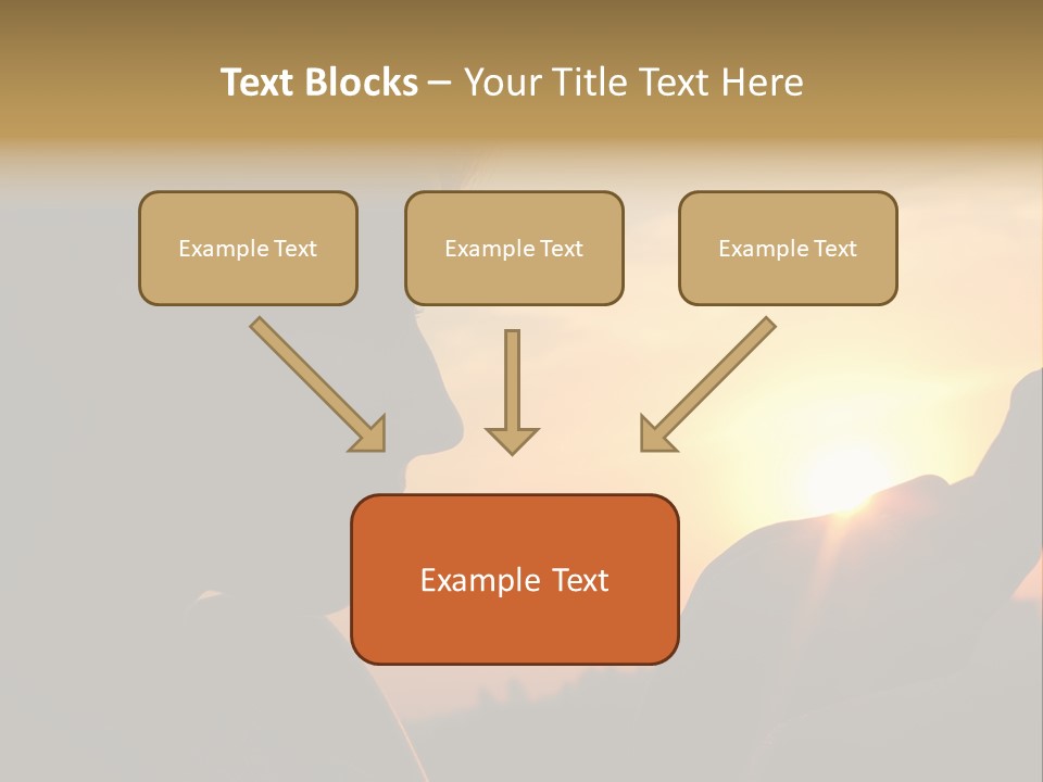 A Woman Holding A Cell Phone In Front Of A Sunset PowerPoint Template