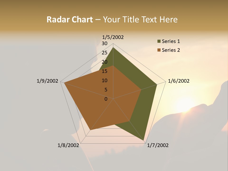 A Woman Holding A Cell Phone In Front Of A Sunset PowerPoint Template