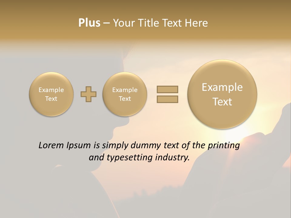 A Woman Holding A Cell Phone In Front Of A Sunset PowerPoint Template