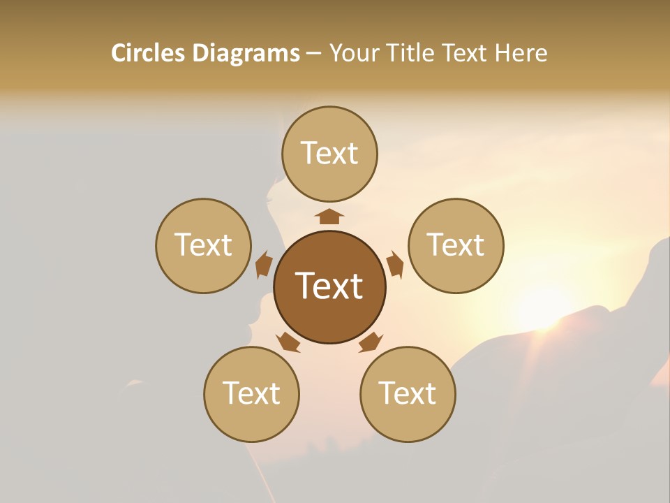 A Woman Holding A Cell Phone In Front Of A Sunset PowerPoint Template